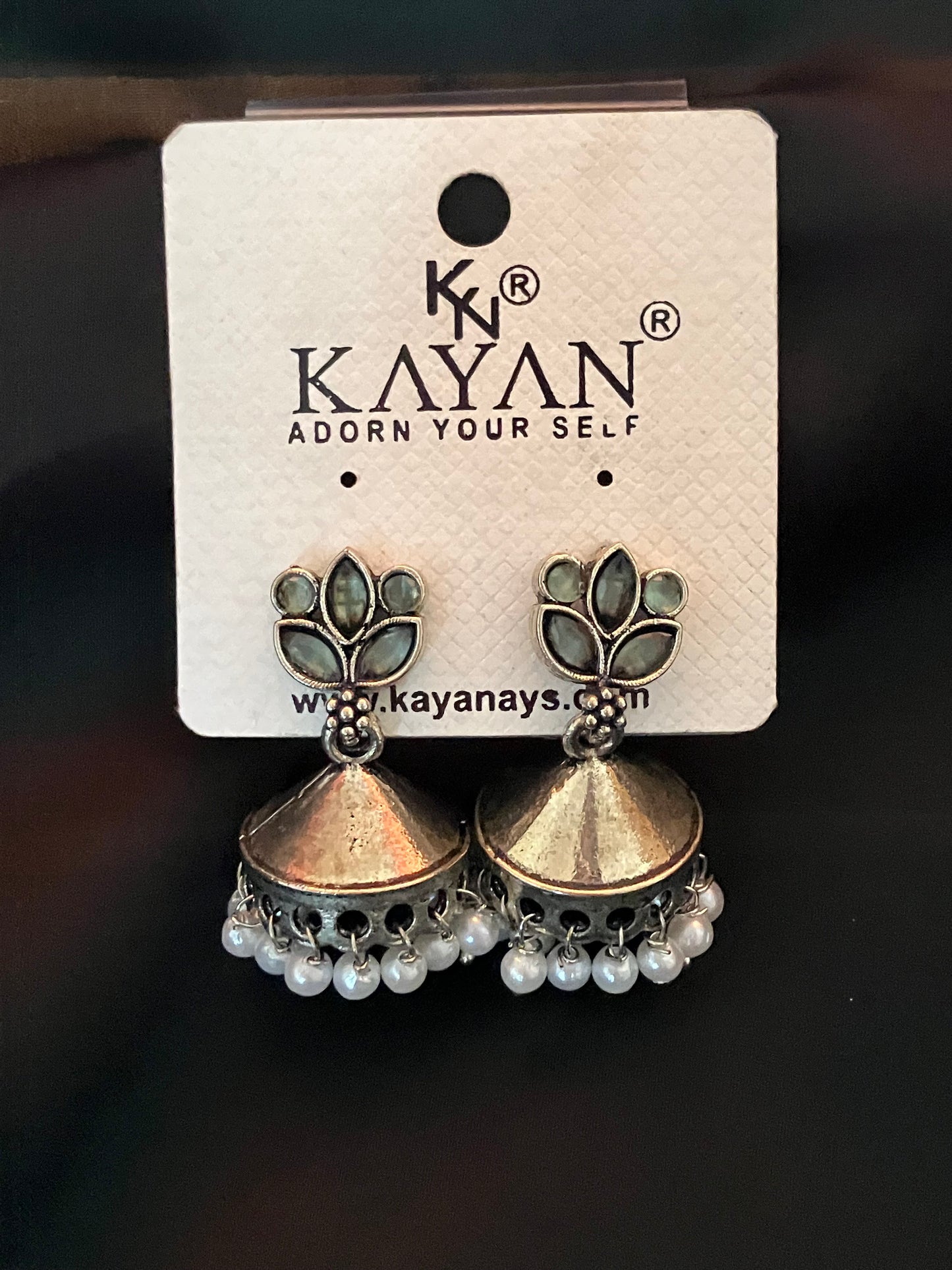 Oxidised lotus jhumka