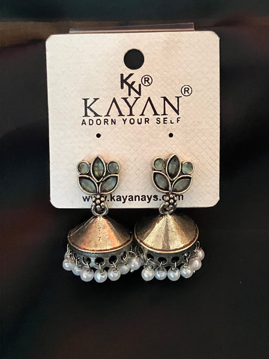Oxidised lotus jhumka