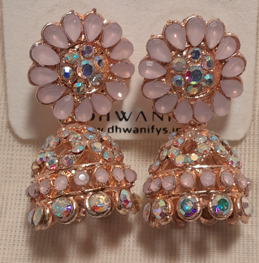 Rose-Gold floral jhumka