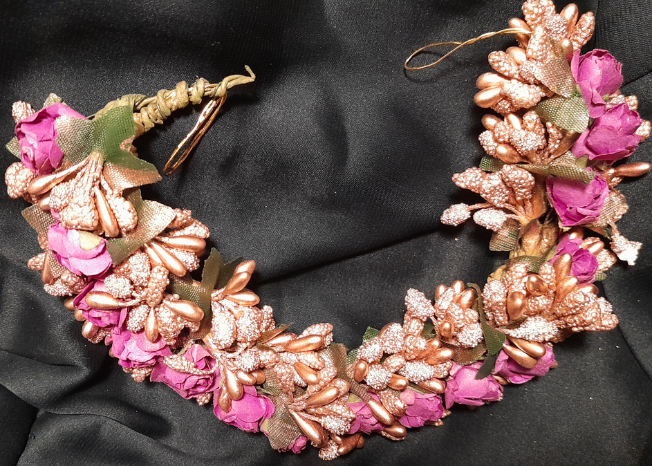 Magenta rose hair-bun wrap